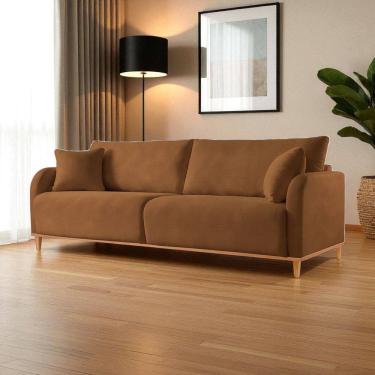 Imagem de Sofá Fixo 4 Lugares Luxo 2,40m Camila Caramelo