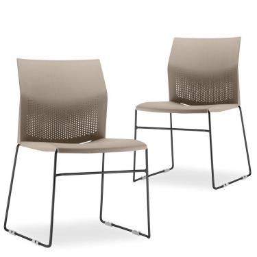 Imagem de Kit 02 Cadeiras Fixa Base Preta Empilhável Connect F02 Nude - Lyam Decor