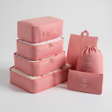Imagem de Kit Organizador de Malas para Viagem 7 Peças Bolsas Sapatos Roupas Bagagem Organizada Conjunto Organizador Completo Premium (Rosa)