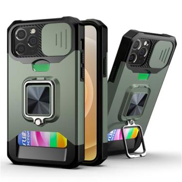 Imagem de Capa de telefone com proteção de lente deslizante para cartão para iPhone 14 13 11 12 Pro Max X XS Max XR Plus 11 Pro Armor Capa de suporte de anel robusto, T5, para iPhone 12Pro Max