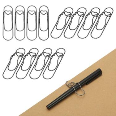 Imagem de PATIKIL 12 peças de clipes de suporte de caneta para caderno, clipe de papel de metal, coração fofo para escritório, diário, organizadores de mesa, preto claro
