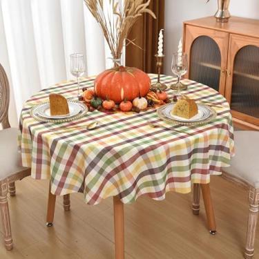Imagem de Essifunia Toalha de mesa xadrez à prova d'água – Toalha de mesa redonda clássica xadrez de 127 cm para uso interno/externo – Capa de mesa Buffalo para piqueniques, churrascos e festas
