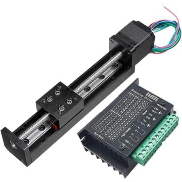 Imagem de Trilho De Guia Trilho De Mesa Deslizante Cnc Tipo T Trilho De Guia De Transporte De Estágio Linear Kit De Acionamento Do Motor De Passo Mini Mesa Deslizante Eixo Xyz, 12mm Pitch, 100mm and Drive
