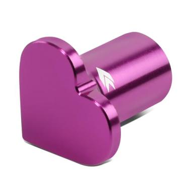Imagem de NRG Innovations NRG-DB-H003PP 6061 Botão de liberação de freio de estacionamento em formato de coração de alumínio, botão de alavanca de freio de mão compatível com Honda Civic/CRX/Del Sol, roxo