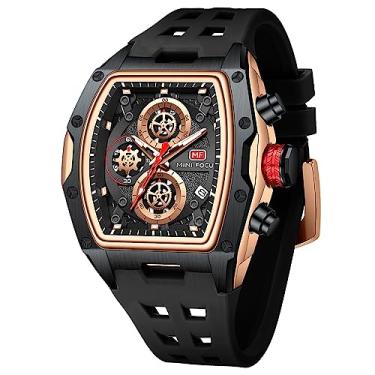 Imagem de Relógio Masculino à Prova D'água com Data Luminosa Esportivo Pulseira de Silicone Relógio de Pulso Homens de Quartzo Moda (MF0473-Ouro Preto)