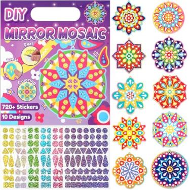 Imagem de JULEASEL DIY Mirror Mosaic Art Craft Kit, 10 Double-Sided Cards with Mandala Designs, 12 Holographic Stickers & Hanging Cords, Arts and Crafts Set for Birthday & Holiday Gift