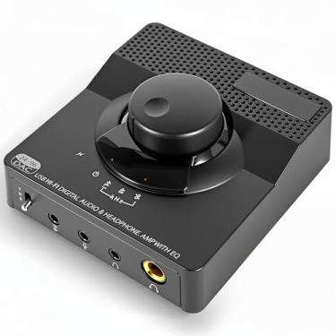 Imagem de Amplificador H1 DAC, amplificador de fone de ouvido digital para analógico para PC, 3,5 mm/6,35 mm/microfone/EQ, saídas ópticas/coaxiais/RCA com interruptor de agudos e graves, mini amplificador de