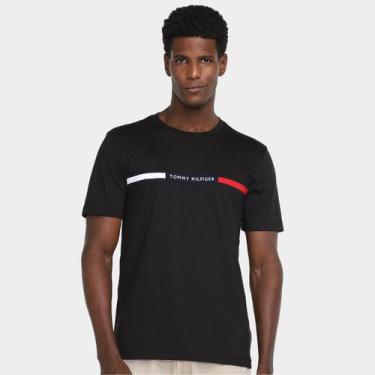 Imagem de Camiseta Tommy Hilfiger Chest Insert Masculina, Preto, P