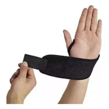 Imagem de Munhequeira Ajustável Esportiva para Academia, Suporte para Pulso, Material Elástico Respirável, Compressão para Lesões e Treinos, Preto