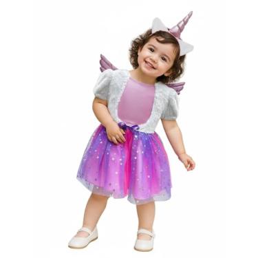 Imagem de ROC PARTY Alicorn Magic Fantasia infantil de unicórnio para meninas com asas e chifre para fantasia de Halloween, Unicórnio Rosa/Alicorn Magic, Small ( 2-3T )