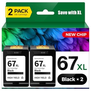 Imagem de Pacote combo de cartuchos de tinta preta 67XL para HP Ink 67 67XL compatível com HP DeskJet 2700 2700e 2755e 2855e 2800e 4100e 4155e 4200e 4100e 4155e 4227e 4255e Envy 6000 6055e 6400 Impressoras