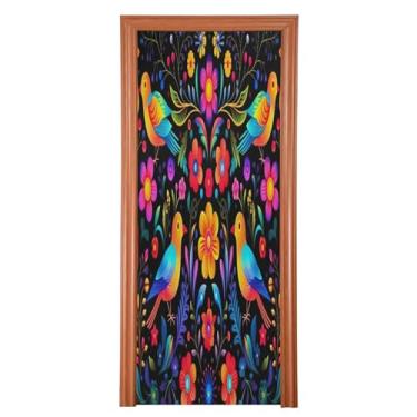 Imagem de Wassud Capa de porta de Halloween 91 x 242 cm grande decoração de arte mexicana, faixa elástica para porta interna externa para porta da frente da varanda