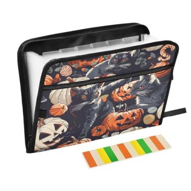 Imagem de CEBUGI Pasta expansível com 13 bolsos, organizador de arquivos sanfonado à prova d'água com etiquetas tamanho A4, organizador de documentos de papel para escola, material de escritório, gato