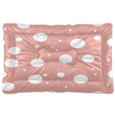 Imagem de Wassud Cama de bolinhas brancas para cães pequenos, lavável, impermeável, para viagem, tapete portátil para gatos com fundo antiderrapante para ambientes internos e para dormir 45 x 61 cm