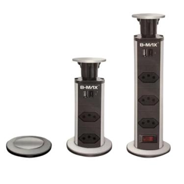 Imagem de Torre De Tomada Multiplug Usb + Usb C Embutir Mesa Bancada