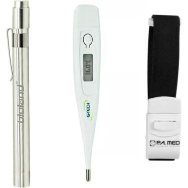 Imagem de Kit Bolso Enfermagem Lanterna Clínica Com Termometro E Garrote