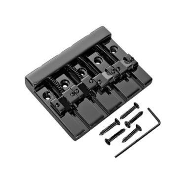 Imagem de SUNGOOYUE Ponte de Baixo de 4 Cordas, Substituição de Sustentação Aprimorada de Sela de Metal de Latão Com Espaçamento de Cordas de 0,75 Polegadas para Músicos (preta)