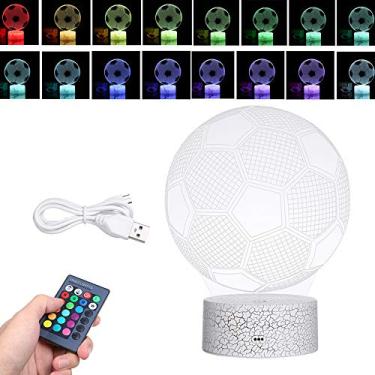 Imagem de Luz Noturna de Ilusão LED Futebol 3D com Mudança Cor e Controle Remoto Lâmpada Mesa Cabeceira Presentes Decoração para Casa