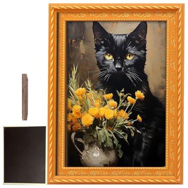 Imagem de Ímãs de Gato para Frigorífico,Sinal de Gatos em Pintura a Óleo | Ímãs Fortes Para Geladeira Com Moldura De - Para Cozinha Sala Brinquedoteca Escola Local De Trabalho Armário