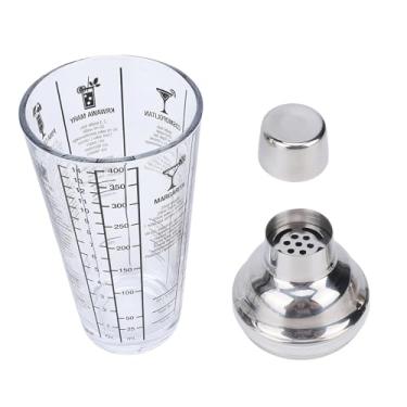 Imagem de Fockety Coqueteleira de Vidro, Vidro Transparente de 14 Onças Com Tampa à Prova de Vazamento de Aço Inoxidável e Filtro Embutido, Escala Dupla de Onças e Ml Com 6 Receitas, para Festa