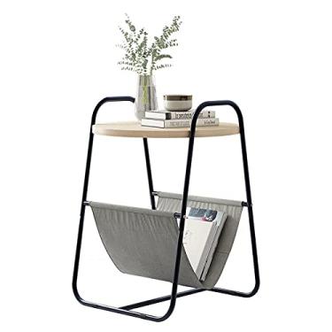 Imagem de Mesa de centro redonda mesa de centro rack de armazenamento chá frutas lanche bandeja de prato casa sala de estar cama sofá mesa de centro lateral mesas de canto (cor: dourado) (Preto)