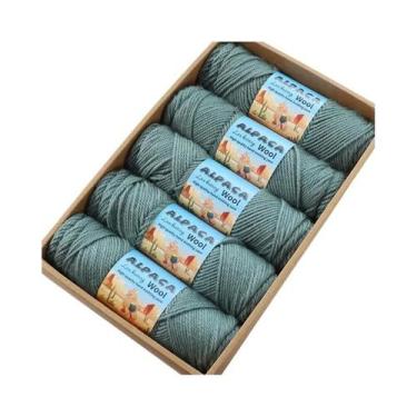 Imagem de Fio De Lã De Alpaca Grosso 500g 5 Meadas Para Tricô De Suéteres, Casac