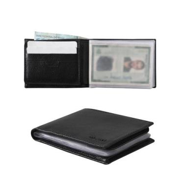 Imagem de Carteira Masculina Aberta em Couro com Porta Cartão Documentos RG CNH 