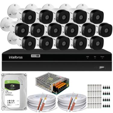 Imagem de Kit Intelbras 16 Câmeras Vhc 1120 Dvr 16 Canais 1t 200m Cabo