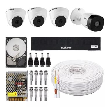 Imagem de Kit Cftv 4 Câmeras Multi Hd 720p 1mp Dvr Intelbras Mhdx 1104