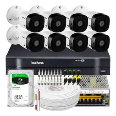 Imagem de kit 8 Camera de Seguranca Intelbras 2mp 1220b Dvr 8 Canais Multi Hd