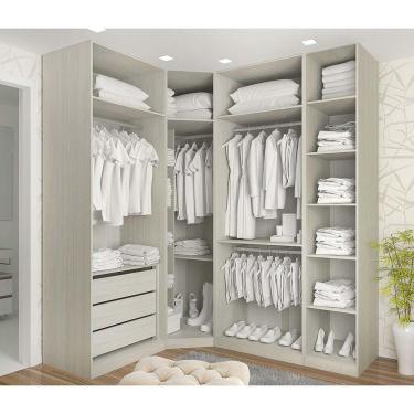 Imagem de Guarda Roupa Canto, 3 Gavetas, 4 Cabideiro Legno Crema