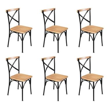 Imagem de Kit 6 Cadeiras De Jantar Industrial Paris Base Alumínio - Natural - Bege