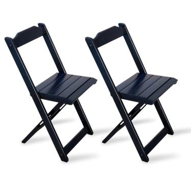 Imagem de Conjunto De Mesa Dobrável 70x110 Com 2 Cadeiras Preto - Cor: Preto