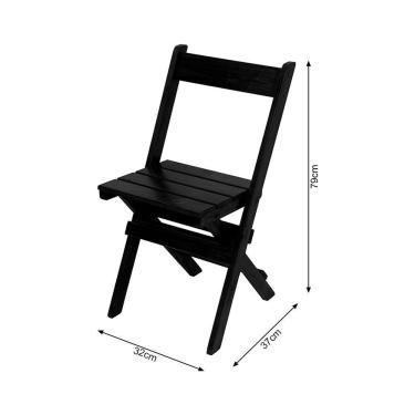 Imagem de Kit 4 Conjuntos Mesa Dobrável Para Bar E Restaurante 60x60cm Com 2 Cadeiras Em Madeira Maciça - Pret - Preto