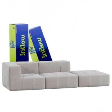 Imagem de Sofá Modular Na Caixa Boucle 2 Lugares Com 1 Braço 1 Chaise - Inflow S