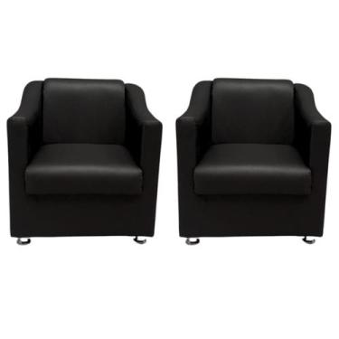 Imagem de Kit 2 Poltronas Sofia Decorativa Para Recepção Preta material sintétic