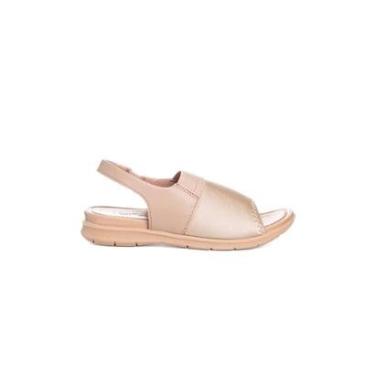Imagem de Sandália Usaflex Low Impact Elastano Couro Bege-Feminino
