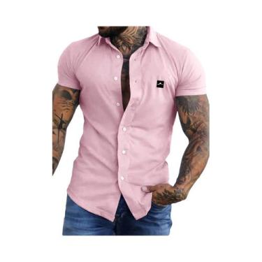 Imagem de Cardigan Masculino Verão - Manga Curta, Casual e Estiloso, BR-G3, Rosa