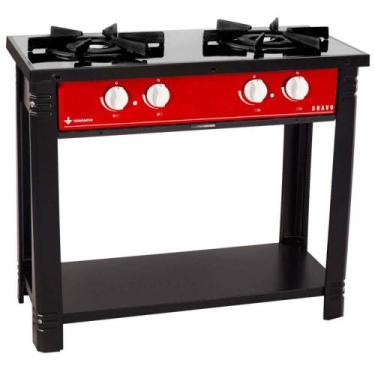 Imagem de Fogão Industrial Venâncio à Gás Bravo 2 Bocas Vermelho Esmaltado BR2BV