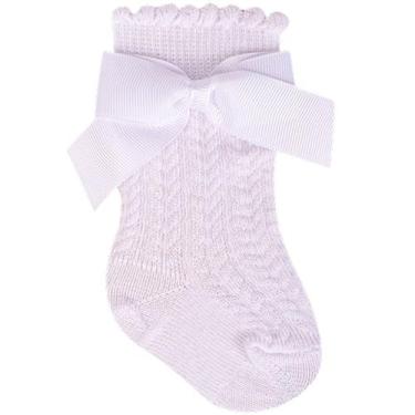Imagem de Meia 3/4 Bebe Infantil Rn Centope Com Laço Algodão Batizado - Centopê,