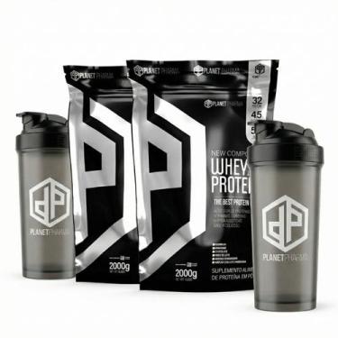 Imagem de Kit 2X Whey Protein 100% 32g de Proteína 2Kg + 2X Coqueteleira 600ml -