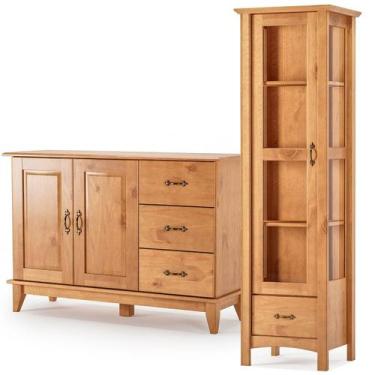 Imagem de Buffet Aparador 2 Portas 3 Gavetas 120 cm e Cristaleira 1 Porta Bella 