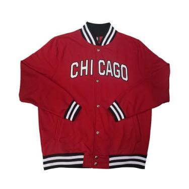 Imagem de Jaqueta College Moletom Masculina M10 Hoop Chicago, Vermelho, G