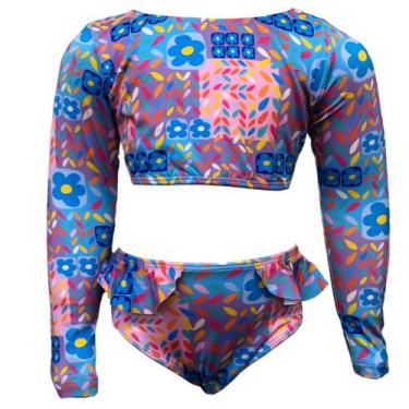 Imagem de Biquíni Infantil Cropped Com Proteção Uv50 Moda PraiaPiscina - Love4Ho