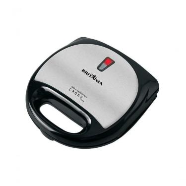 Imagem de Sanduicheira e Grill Crome Inox com Chapas Antiaderentes 750W Preto 110V