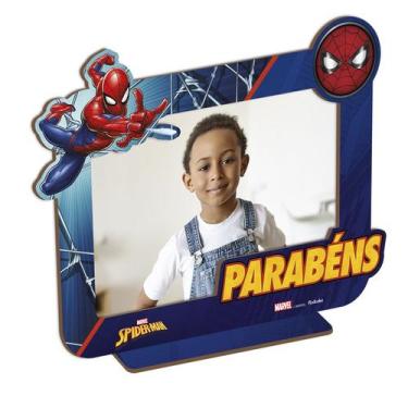 Imagem de Porta Retrato Decorado Homem-Aranha em MDF p/ Fotos 10x15cm - 1 unidad
