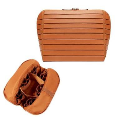 Imagem de Bolsa Organizadora de Maquiagem para Viagem com 27 Bolsos, Marrom - Ma