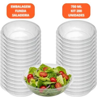 Imagem de Embalagem Plástica Funda Saladeira Sem Tampa 750ml Com 200 Unidades - 