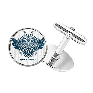 Imagem de DIYthinker Abotoaduras com clipe de botão redondo e floresta de coruja Queen