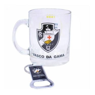 Imagem de Caneca De Vidro C/ Abridor De Garrafas 350ml Vasco Oficial